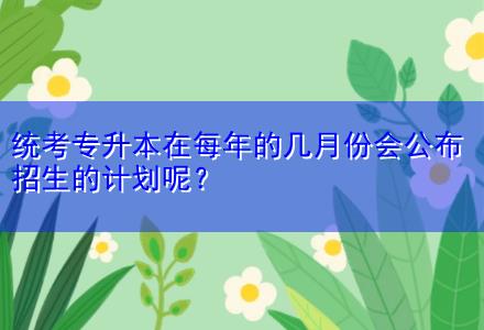 統(tǒng)考專升本在每年的幾月份會公布招生的計劃呢？