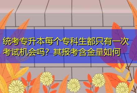 統(tǒng)考專升本每個?？粕贾挥幸淮慰荚嚈C會嗎？其報考含金量如何