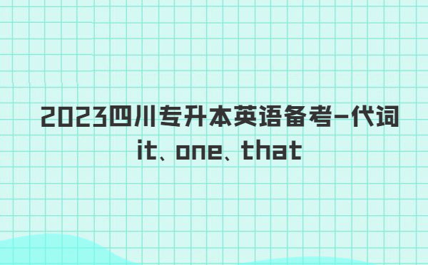 2023四川專升本英語備考-代詞it、one、that