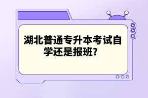 湖北普通專升本考試自學還是報班？