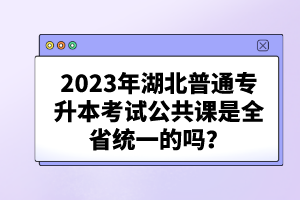2023年湖北普通專升本考試公共課是全省統(tǒng)一的嗎？