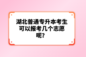 湖北普通專升本考生可以報考幾個志愿呢？