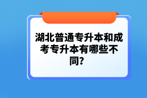 湖北普通專升本和成考專升本有哪些不同？