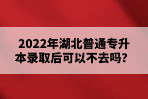 2022年湖北普通專升本錄取后可以不去嗎？