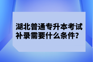湖北普通專升本考試補錄需要什么條件？