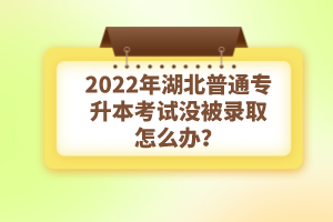 2022年湖北普通專升本考試沒被錄取怎么辦？