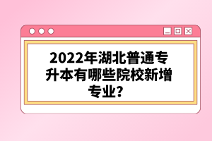 2022年湖北普通專(zhuān)升本有哪些院校新增專(zhuān)業(yè)？