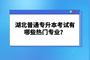 湖北普通專升本考試有哪些熱門專業(yè)？