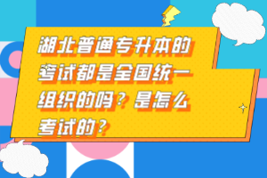 湖北普通專升本的考試都是全國統(tǒng)一組織的嗎？是怎么考試的？