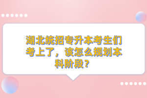 湖北統(tǒng)招專(zhuān)升本考生們考上了，該怎么規(guī)劃本科階段？