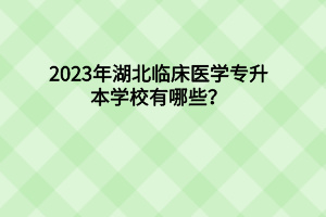 2023年湖北臨床醫(yī)學專升本學校有哪些？