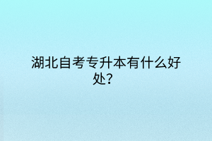 湖北自考專升本有什么好處？